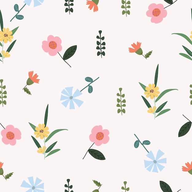 hand drawn floral seamless pattern