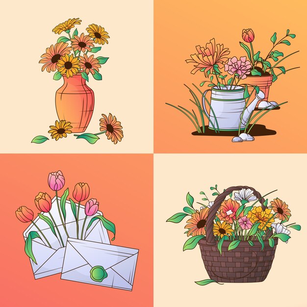 Hand drawn floral spring illustration