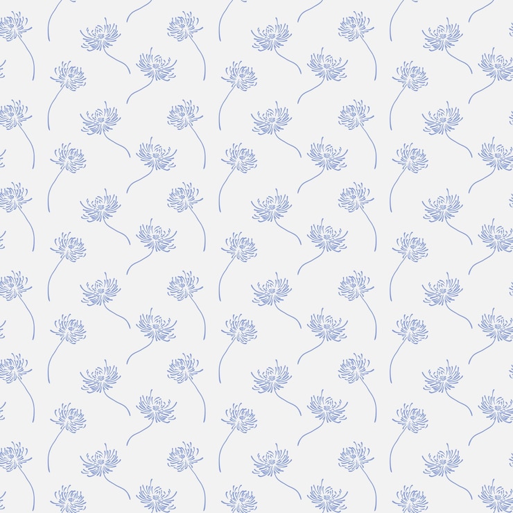 Vector hand drawn floral wallpaper with set of different flowers