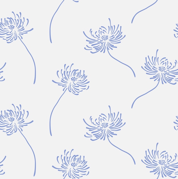 Hand drawn floral wallpaper with set of different flowers