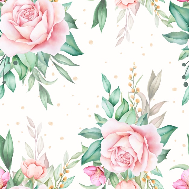 Hand drawn floral watercolor seamless pattern