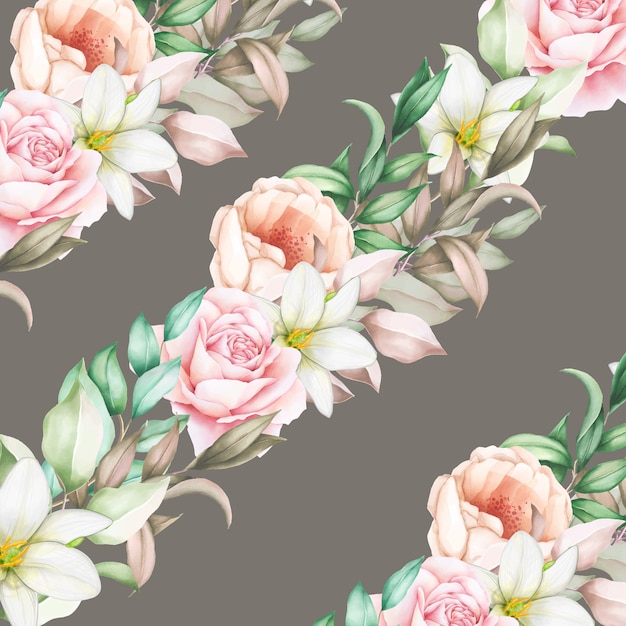 hand drawn floral watercolor seamless pattern