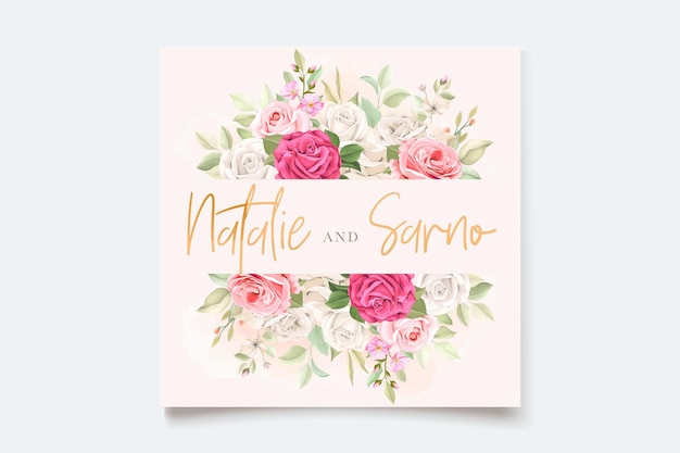 Hand drawn floral wedding invitation card set