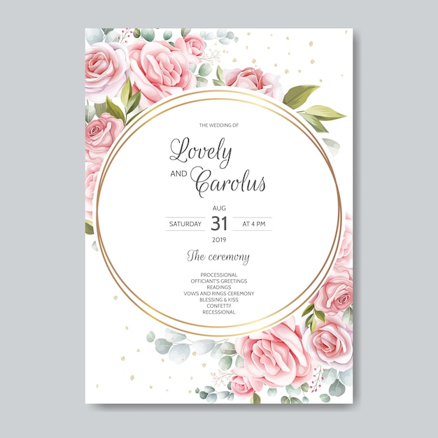 Hand Drawn Floral Wedding Invitation Card