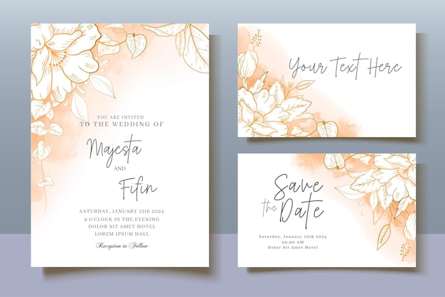 Hand Drawn Floral Wedding Invitation Template