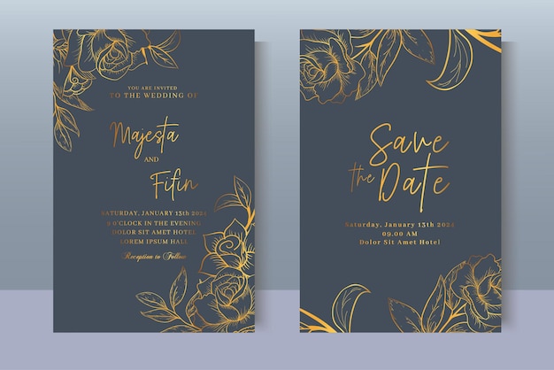 Hand Drawn Floral Wedding Invitation Template