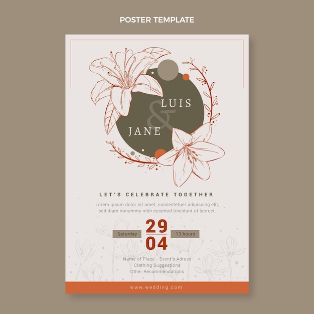 hand drawn floral wedding poster
