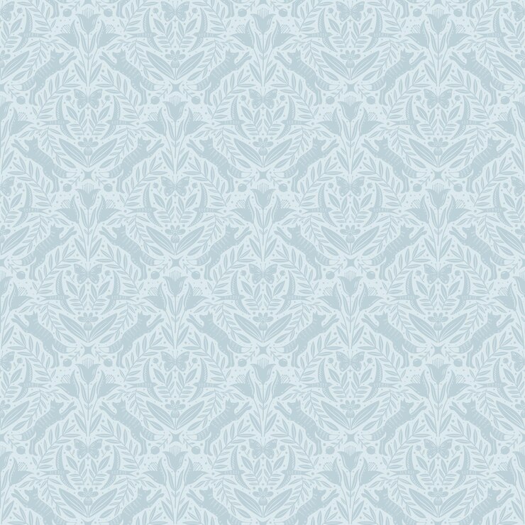 Vector hand drawn floral woodland seamless pattern decorative animals fox bird flowers seamless pattern