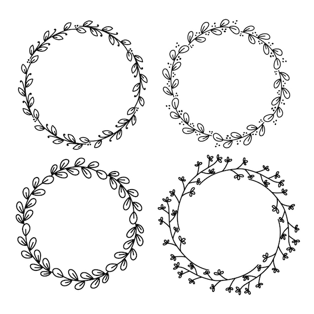 Hand drawn floral wreath collection