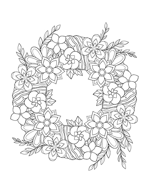 Hand drawn floral wreath design