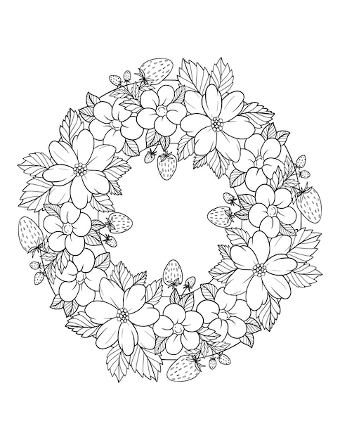 Hand drawn floral wreath design