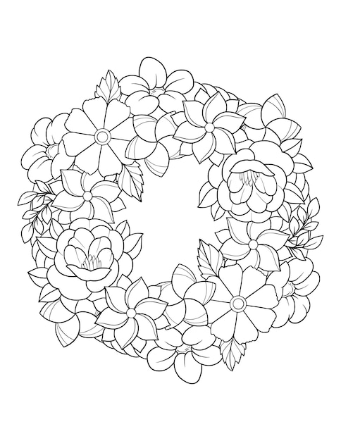 Hand drawn floral wreath design