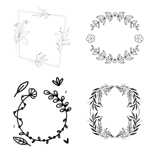 hand drawn floral wreath floral wreath with leaves for wedding