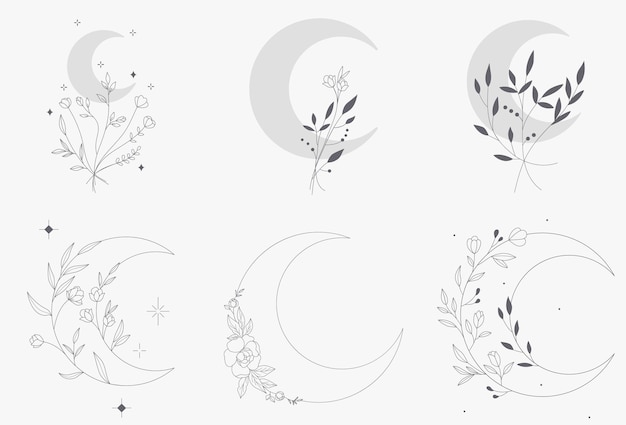 Hand drawn floral wreath vector collection