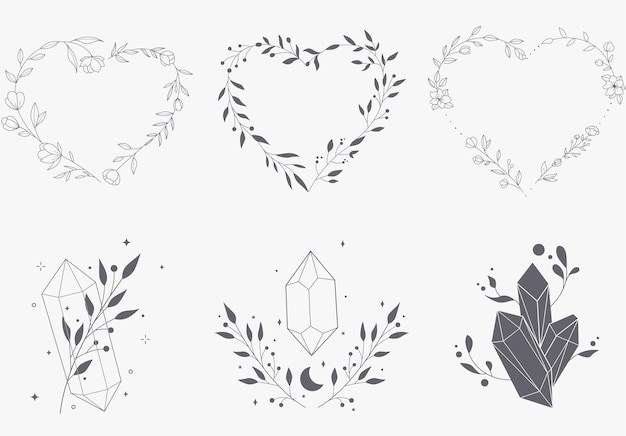 Hand drawn floral wreath vector collection