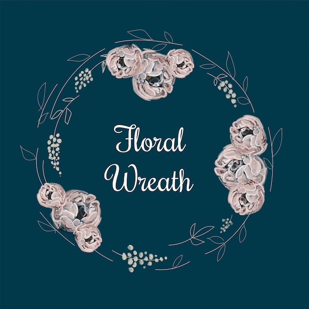 Vector hand drawn floral wreath