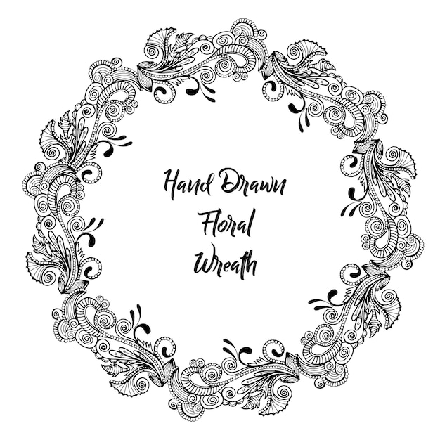  Hand Drawn Floral Wreath