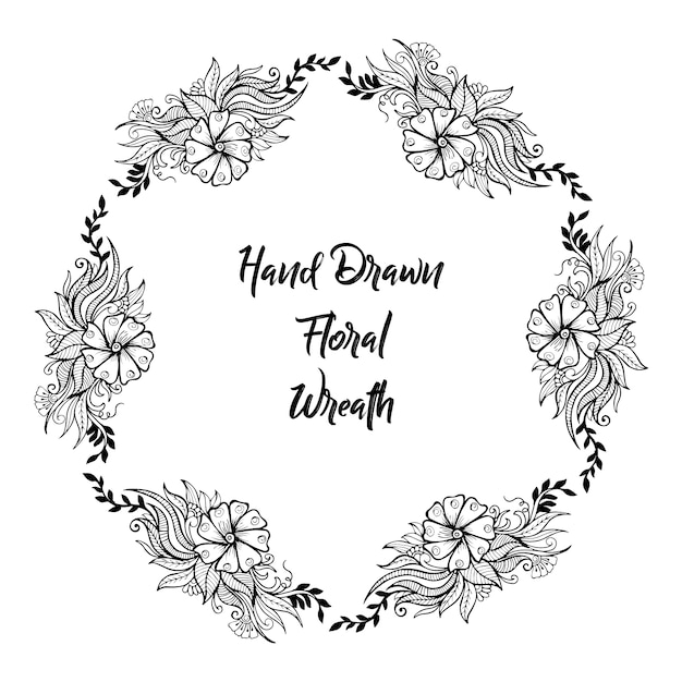 Hand drawn floral wreath