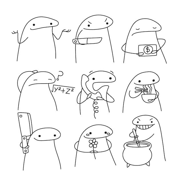 Vector hand drawn flork meme illustration