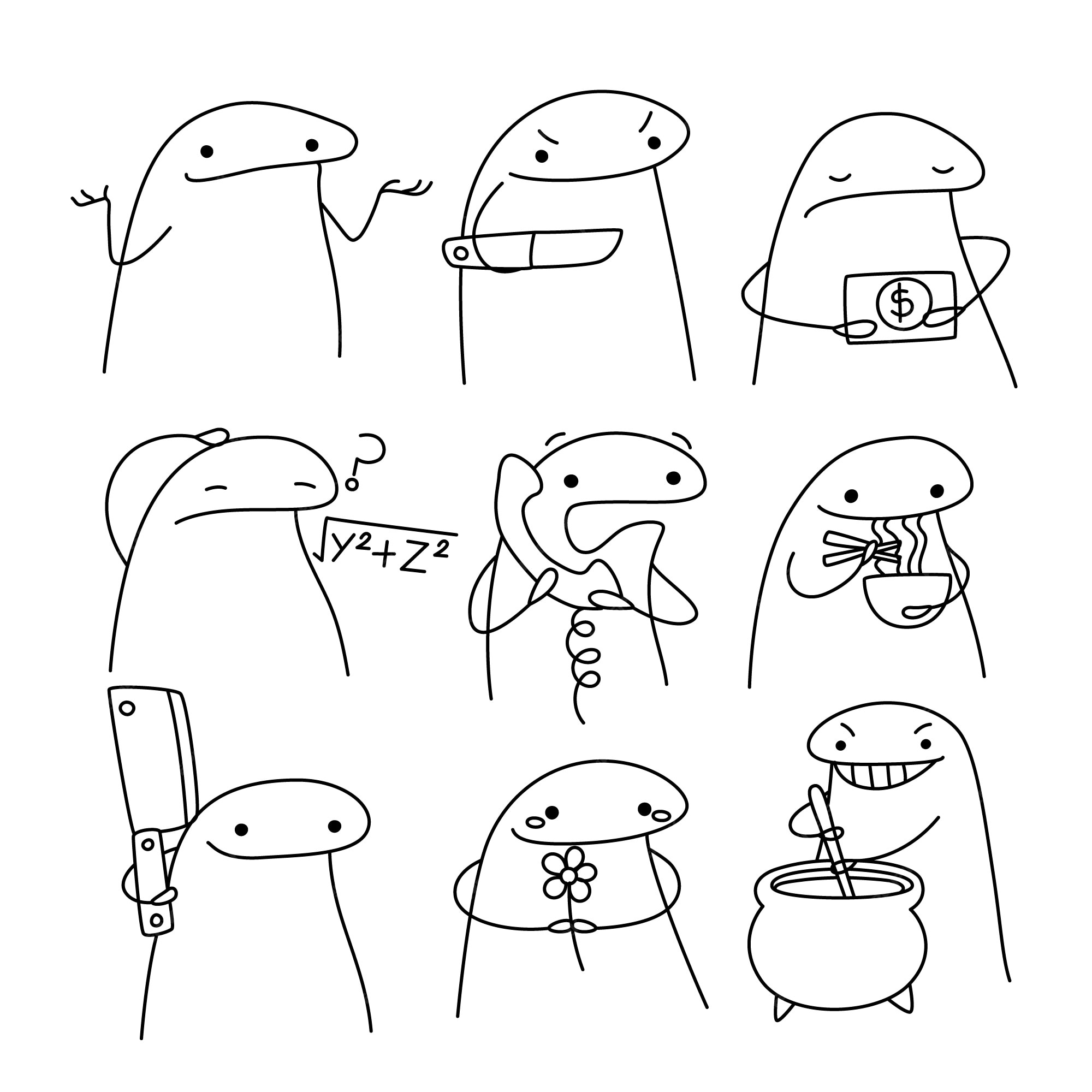 Premium Vector  Hand drawn flork meme illustration