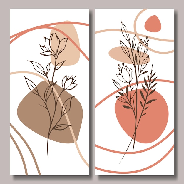 Hand drawn flower abstract background collection