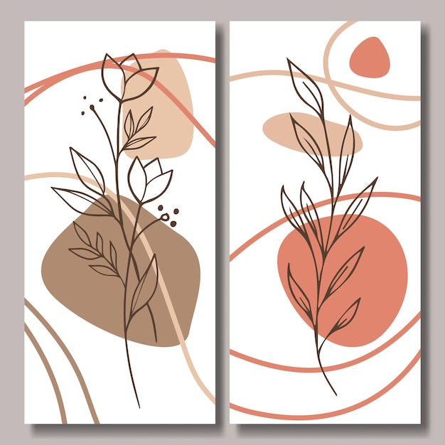 Hand drawn flower abstract background collection