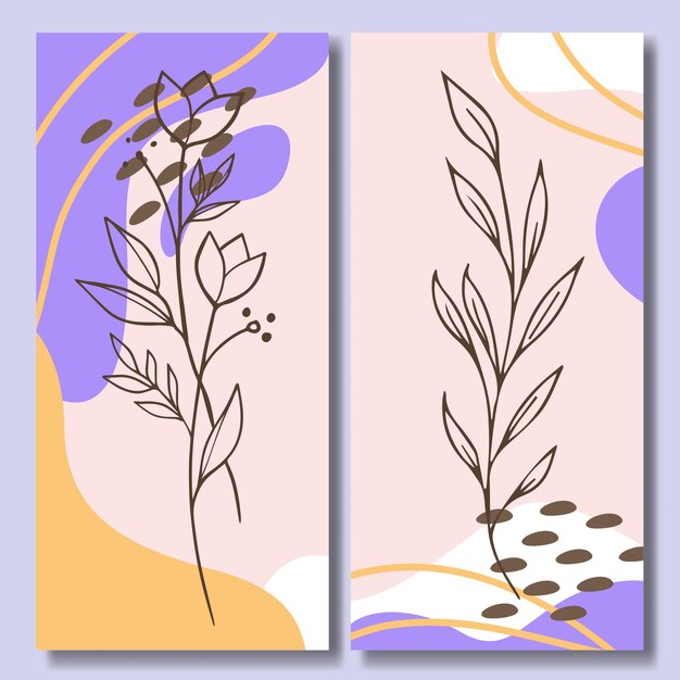 Hand drawn flower abstract background collection