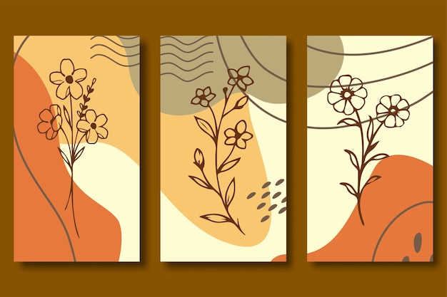 手描きの花の抽象的な壁紙コレクション