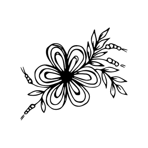 Hand drawn flower arrangement single element for coloring