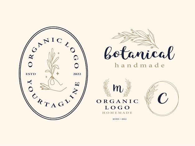 Hand Drawn Flower and Botanical Logo Design Template for you company