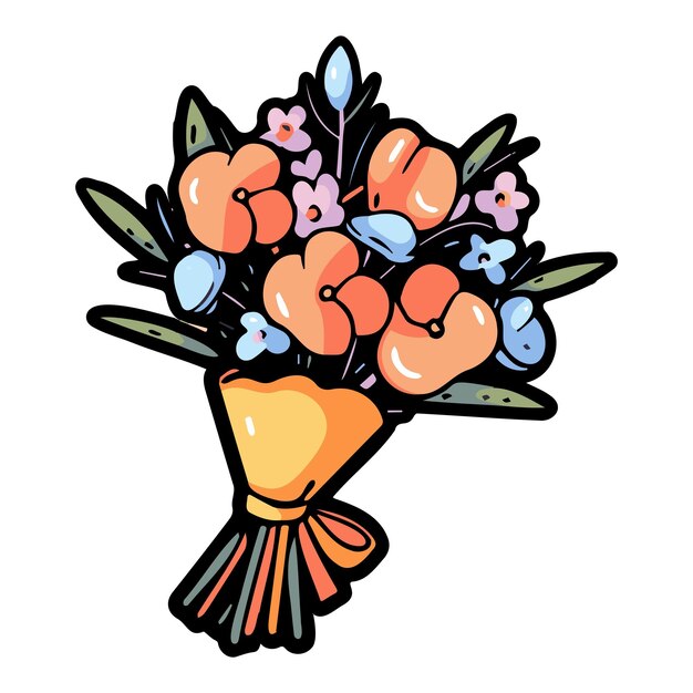 Vector hand drawn flower bouquet in doodle style
