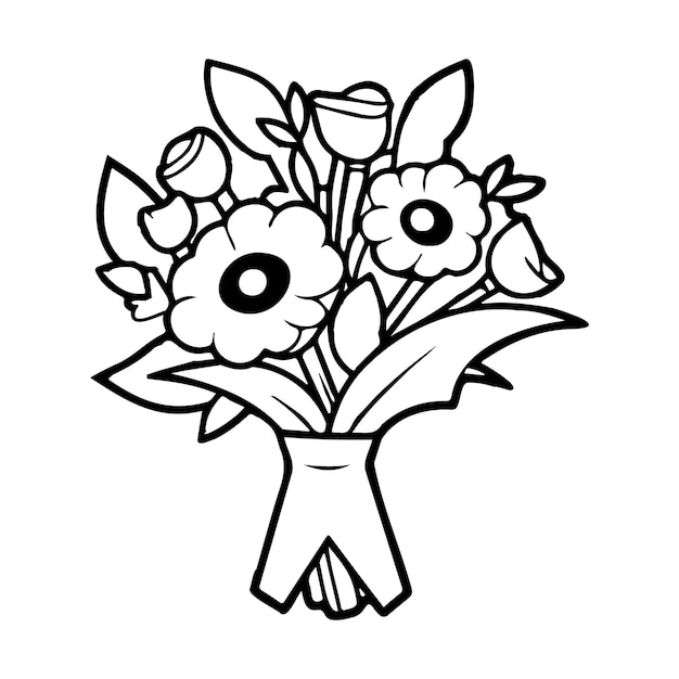 Hand Drawn flower bouquet in doodle style