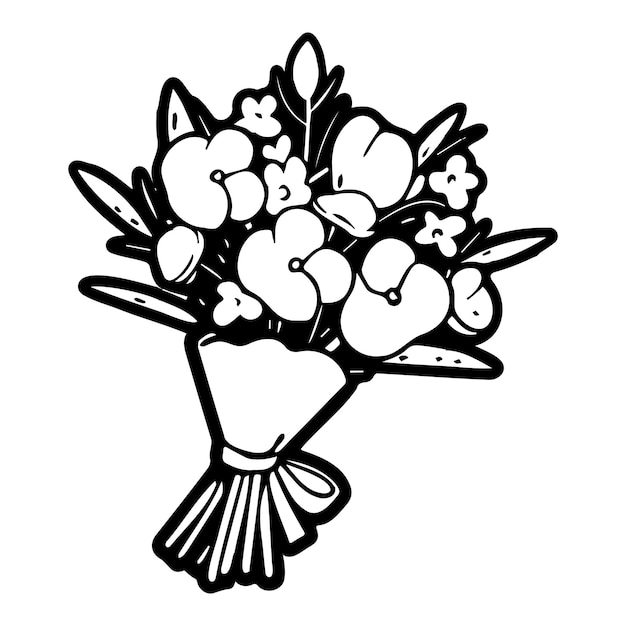 Vettore bouquet di fiori disegnati a mano in stile doodle