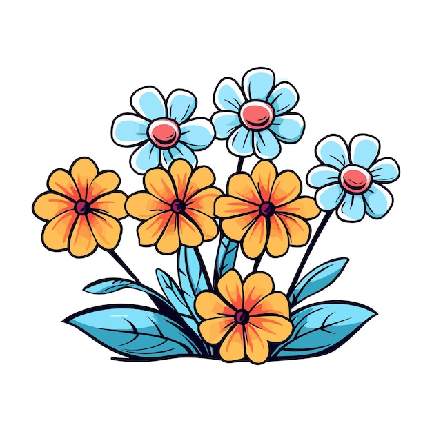 Vector hand drawn flower coloring book illustration