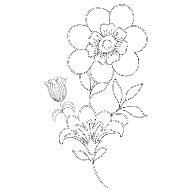 手描きの花の着色のページ