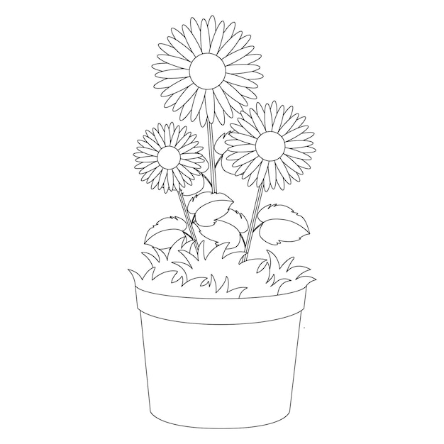 hand drawn flower coloring pages for kids. Concept vector illustration. sketch illustrate Isolate