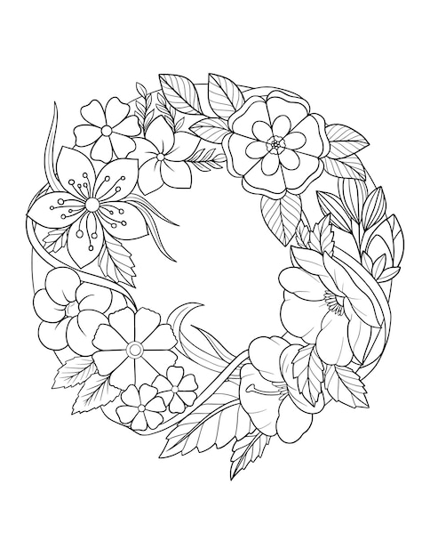 Hand drawn flower decorative sketch frame design illustration