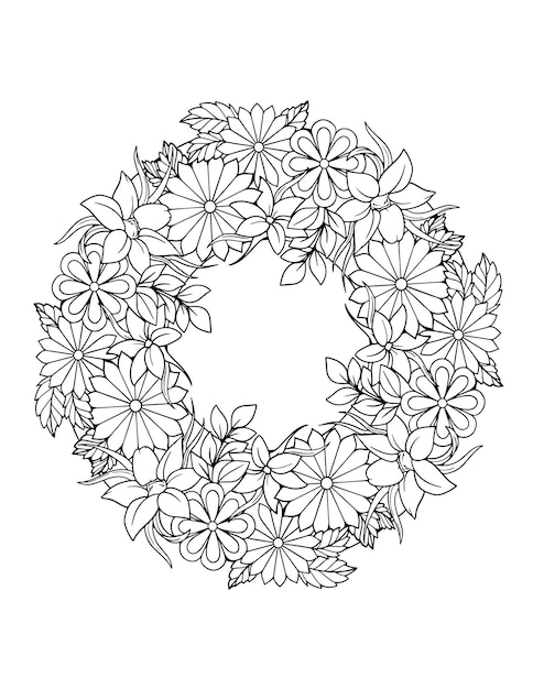 Hand drawn flower decorative sketch frame design