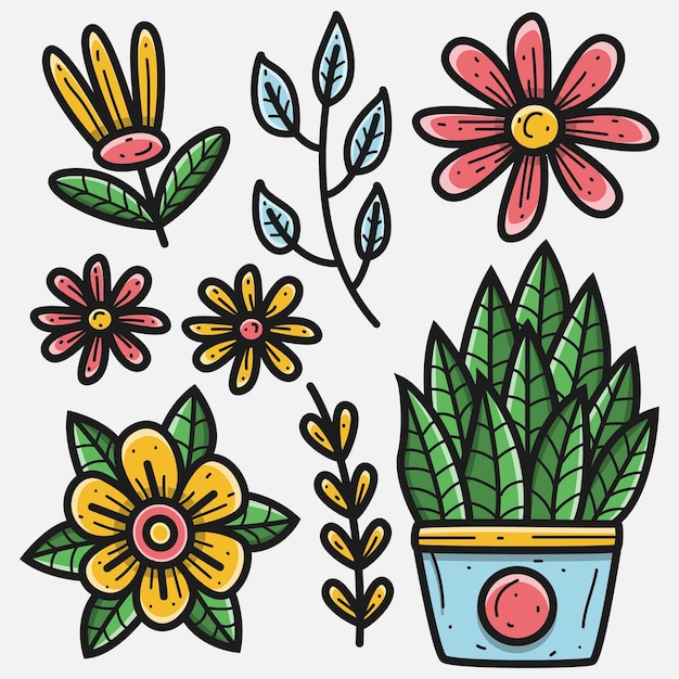 Vector hand drawn flower doodle design