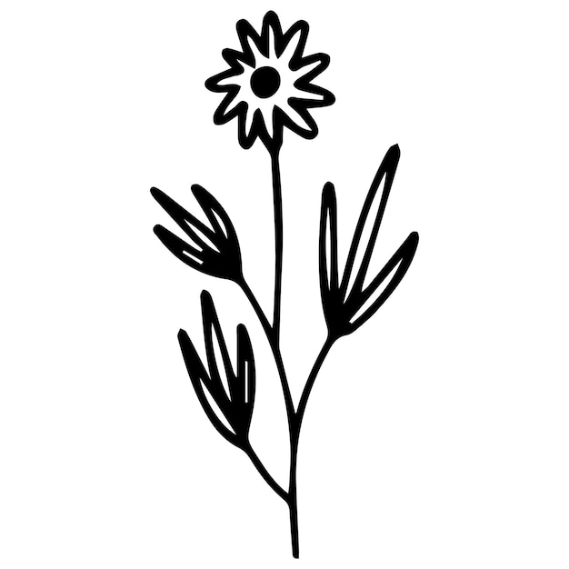 Ручной рисунок цветка в стиле каракулей