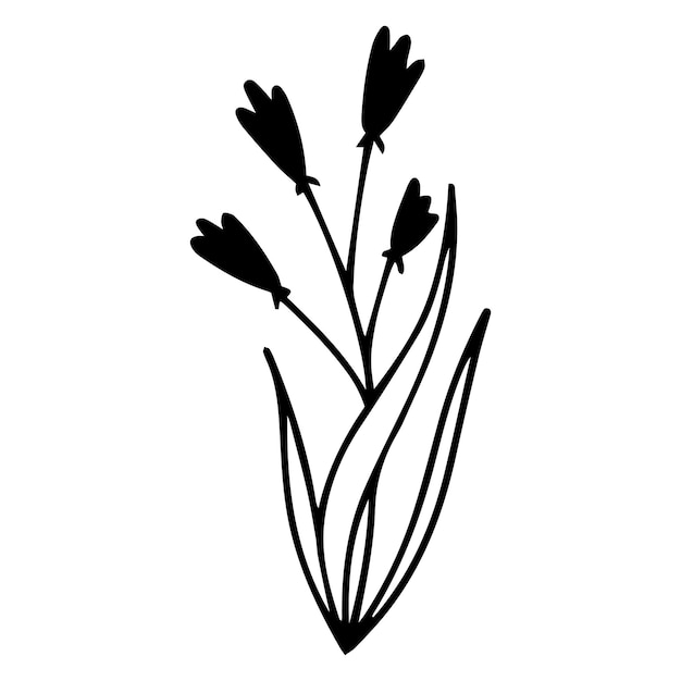 Hand drawn flower in doodle style One line vector