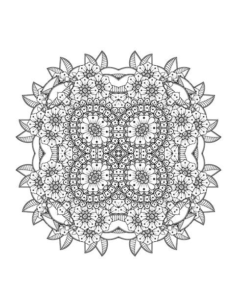 Hand drawn flower illustration Mandala coloring page for adult and mandala kdp interior