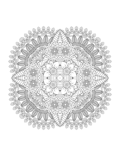 Illustrazione di fiori disegnati a mano mandala da colorare per interni per adulti e mandala kdp