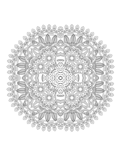 Hand drawn flower illustration Mandala coloring page for adult and mandala kdp interior