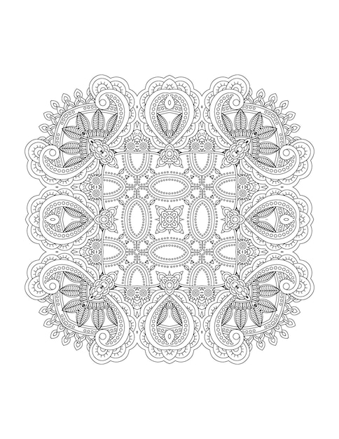 Hand drawn flower illustration Mandala coloring page for adult and mandala kdp interior