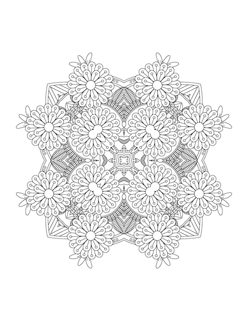 Hand drawn flower illustration Mandala coloring page for adult and mandala kdp interior