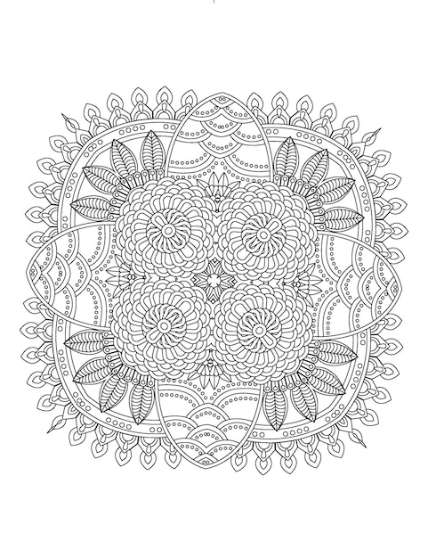 Illustrazione di fiori disegnati a mano mandala da colorare per interni per adulti e mandala kdp