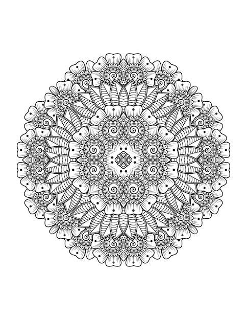 Illustrazione di fiori disegnati a mano mandala da colorare per interni per adulti e mandala kdp