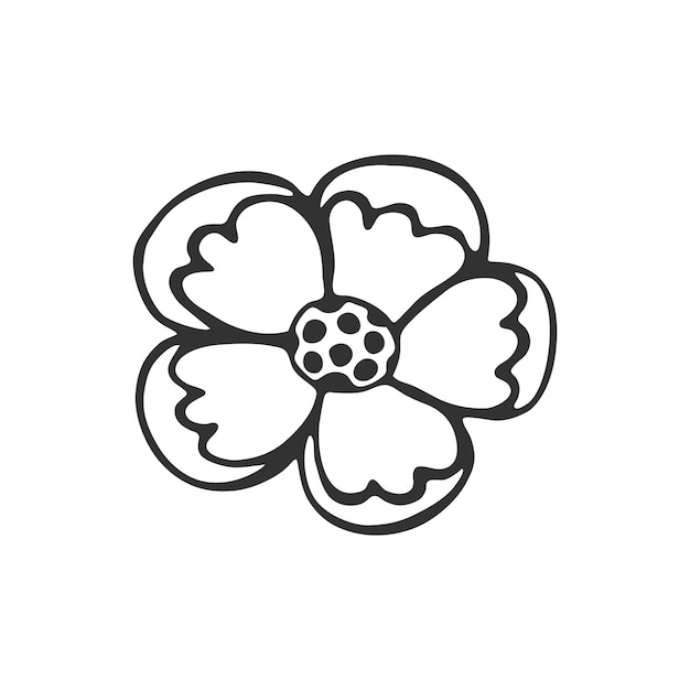 Hand drawn flower isolated on white background Decorative doodle sketch illustration Vector floral element