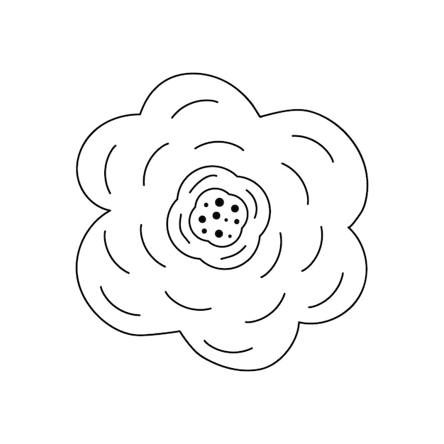 Hand drawn flower in line art doodle style botanical decorative element